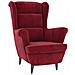 Poltrona Schienale Ad Ala Con Poggiapiedi Rosso Vino In Velluto - Foto miniatura 3