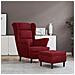 Poltrona Schienale Ad Ala Con Poggiapiedi Rosso Vino In Velluto - Foto miniatura 1