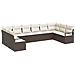 Set da giardino  da 10 pezzi con cuscini in polyrattan marrone, Divano da giardino a 2 posti con spazio di archiviazione e cuscini in polyrattan marrone - Foto miniatura 1