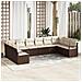 Set da giardino  da 10 pezzi con cuscini in polyrattan marrone, Divano da giardino a 2 posti con spazio di archiviazione e cuscini in polyrattan marrone - Foto miniatura 2