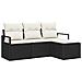 Set Divano da Giardino 4 Pezzi con Cuscini Nero Polyrattan, Divano da Giardino a 2 Posti con Cuscini Nero Polyrattan - Foto miniatura 1