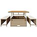 Set da pranzo da giardino 3 pezzi con cuscini in polyrattan beige e acacia - Foto miniatura 7