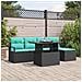 Set Divano da Giardino 6 pz Nero e Blu polyrattan - Foto miniatura 2