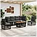 Set Divano da Giardino 7 pz Nero e Grigio scuro polyrattan - Foto miniatura 3