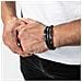 Bracciale in Pelle per Uomo, ""Shine"", 23cm, Argento - Foto miniatura 2