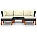 Set Divani da Giardino 5 pz con Cuscini in Polyrattan Nero - Foto miniatura 2