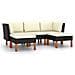 Set Divani da Giardino 5 pz con Cuscini in Polyrattan Nero - Foto miniatura 1