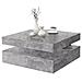 Tavolino Quadrato Girevole - Truciolare - Decoro Cemento Grigio Chiaro - Classico - L 78 X P 78 X H 35,4 Cm - Caffè - Foto miniatura 2