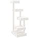 Albero Per Gatti Bianco 45,5x49x103cm In Legno Massello Di Pino - Foto miniatura 1