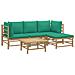 Set Salotto Da Giardino 5pz Con Cuscini Verdi Bambù - Foto miniatura 2