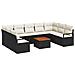 Set da giardino  da 10 pezzi con cuscini Nero Polyrattan Acacia, Divano da giardino  a 2 posti con cuscini Nero Polyrattan - Foto miniatura 1
