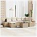 Set di divano da giardino a 7 pezzi con cuscini Beige Polirattan - Foto miniatura 2