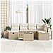 Set di divano da giardino a 7 pezzi con cuscini Beige Polirattan - Foto miniatura 3