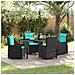 Set da Pranzo per Giardino 5 pcs Nero Poly Rattan - Foto miniatura 2