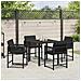 Set da Pranzo per Giardino 5 pcs Nero polyrattan - Foto miniatura 4