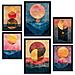 Set Di 6 Stampe Lune Dorate Astratte Incorniciate Con Illustrazioni Di Design Per Decorare Le Pareti Della Tua Casa A3 & A4 Cornice Nera - Foto miniatura 1