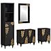Set di Armadi da Bagno 4 pcs Nero Legno di mango massello - Foto miniatura 1