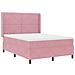 Letto a molle con testiera Rosa 140 x 200 cm Velluto - Foto miniatura 3