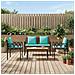 Set Mobili da Esterno 4 pcs Nero e Turchese polyrattan - Foto miniatura 3