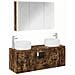 Set di Armadi da Bagno 4 pcs Rovere Fumo Legno ingegnerizzato - Foto miniatura 1