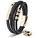 Bracciale in Pelle per Uomo, ""Brave"", 23cm, Oro - Foto miniatura 1