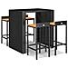 Set Bar Giardino 5 Pz Nero Polyrattan E Legno Massello Acacia - Foto miniatura 1
