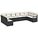 Set da giardino  da 10 pezzi con cuscini Nero Polyrattan, Divano da giardino  a due posti con cuscini Nero Polyrattan - Foto miniatura 1