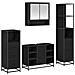 Set di mobili per il bagno 4 pcs Rovere Nero Legno multistrato - Foto miniatura 1