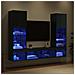 Unità a muro per TV con LED 5 pcs Rovere Nero Legno multistrato - Foto miniatura 5