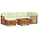 Set divani 7 pcs Naturale e Crema Legno di Acacia Massello - Foto miniatura 1