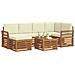 Set divani 7 pcs Naturale e Crema Legno di Acacia Massello - Foto miniatura 3