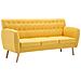 Divano A 3 Posti In Stoffa Imbottito 172x70x82cm Giallo - Foto miniatura 2