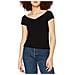 Pcmaliva Ss Off Shoulder V-neck Top Noos T-shirt, Nero, L Donna - Foto miniatura 1