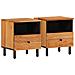 Comodini 2pz 40x33x46 Cm In Legno Massello Di Acacia - Foto miniatura 2