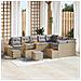 Set da Giardino  da 12 pezzi con Cuscini in Polyrattan Beige Acacia, Set da Pranzo da Giardino  da 3 Pezzi con Cuscini in Polyrattan Beige Acacia - Foto miniatura 2
