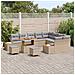 Set da Giardino  da 12 pezzi con Cuscini in Polyrattan Beige Acacia, Set da Pranzo da Giardino  da 3 Pezzi con Cuscini in Polyrattan Beige Acacia - Foto miniatura 3