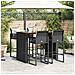 Set Bar da Giardino 5 pz con Cuscini Nero in Polyrattan Acacia - Foto miniatura 3