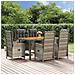Set da Pranzo da Giardino 7 pz con Cuscini in Polyrattan Grigio - Foto miniatura 2