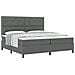 Letto con Box Spring e Materasso Grigio Scuro 200x200 cm Tessuto - Foto miniatura 1
