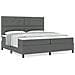 Letto con Box Spring e Materasso Grigio Scuro 200x200 cm Tessuto - Foto miniatura 4