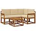 Set di divani da esterno con cuscino 5 pcs Naturale e Beige - Foto miniatura 1