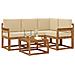 Set di divani da esterno con cuscino 5 pcs Naturale e Beige - Foto miniatura 3