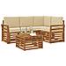 Set di divani da esterno con cuscino 5 pcs Naturale e Beige - Foto miniatura 3