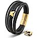 Bracciale in Pelle da Uomo, ""Flake"", 17cm, Oro - Foto miniatura 1