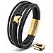 Bracciale in Pelle da Uomo, ""Flake"", 17cm, Oro - Foto miniatura 9