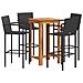 Set Bar da Giardino 5 pz Nero in Legno Acacia e Polyrattan - Foto miniatura 1