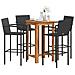 Set Bar da Giardino 5 pz Nero in Legno Acacia e Polyrattan - Foto miniatura 2