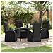 Set da Pranzo per Giardino con cuscino 5 pcs Nero polyrattan - Foto miniatura 2