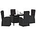 Set da Pranzo per Giardino con cuscino 5 pcs Nero polyrattan - Foto miniatura 3