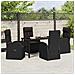 Set da Pranzo per Giardino con cuscino 5 pcs Nero polyrattan - Foto miniatura 4